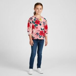 Old‎ Navy Girls Pink Floral Top Long Sleeve Shirt Size Small Casual Fashion Cute